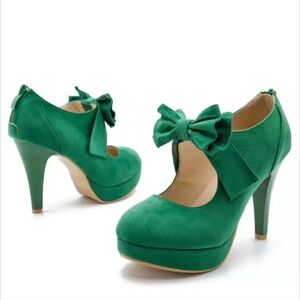 Fereshte Elegant Green Bow High Heels